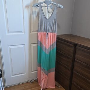 Gray and Multicolor Maxi Dress